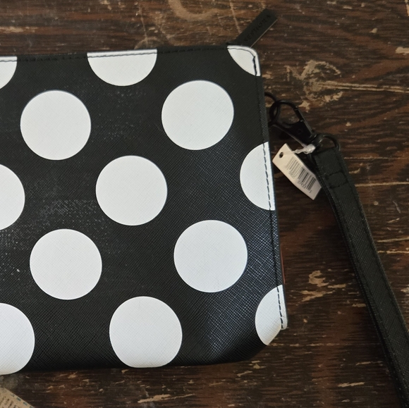 Sephora Rouge Black White Polka Dot Wristlet Cosmetic Bag - Picture 4 of 6